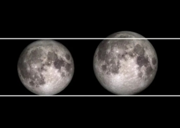 Comparativo da Nasa evidencia contraste entre uma lua "comum" e a "superlua", à direita. (Foto: NASA)