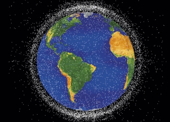 Representação da área com maior concentração de detritos de satélites (NASA ODPO)