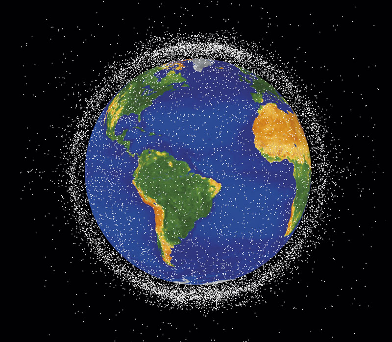 Representação da área com maior concentração de detritos de satélites (NASA ODPO)