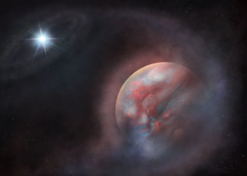 Astrônomos encontram candidato a ‘planeta fênix’ formado após a morte de sua estrela 4 Representação artística de um planeta de segunda geração orbitando anã branca HS 0209+0832 5 de outubro de 2026 (Snehalata Sahu/Universidade de Warwick/Divulgação)